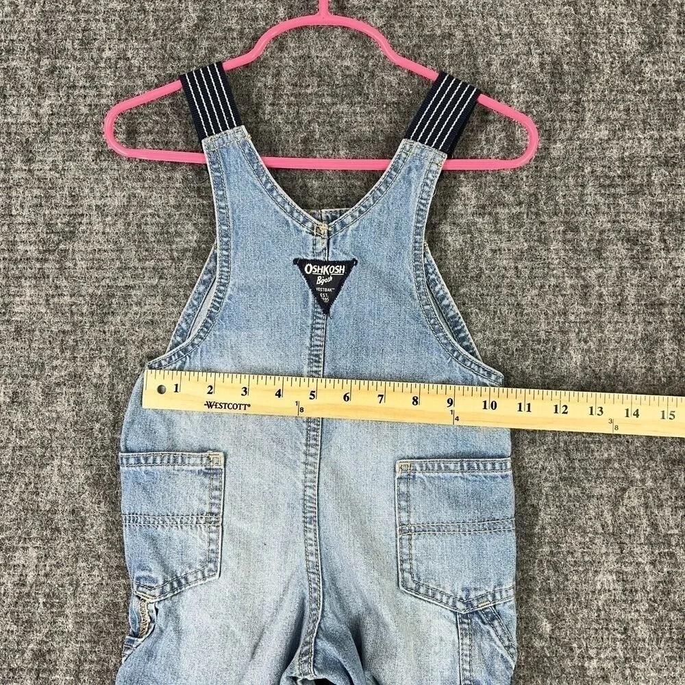 OshKosh B'gosh 18M‎ Denim Overall Shorts Baby Toddler Retro Vintage Workwear